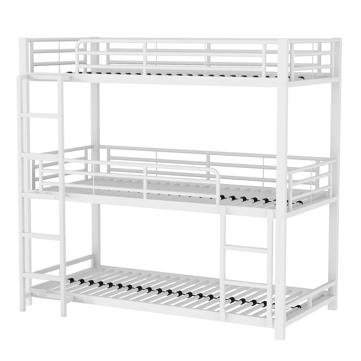 ETAGENBETT 90x200cm Weiß Metall Dreifach-Etagenbett - Weiß, Metall (90/200cm) - FLIEKS