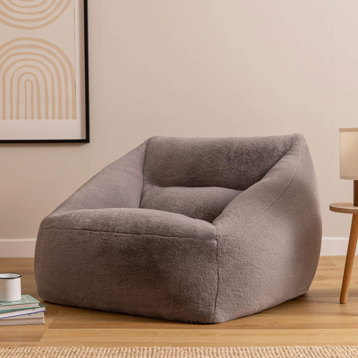 SITZSACK Sessel Natalia flauschig - Grau, Textil (97/73/84cm) - icon