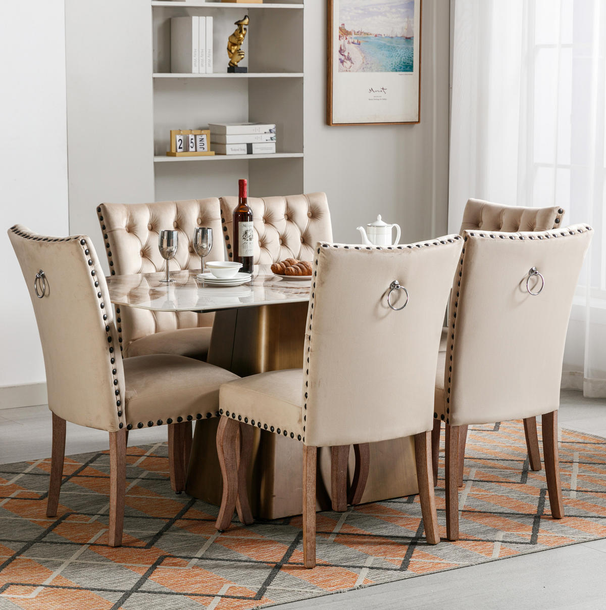 ESSZIMMERSTUHL Samt Massivholzbeine Light Camel - Braun, Holz (63/95/49.2cm) - Meubliv