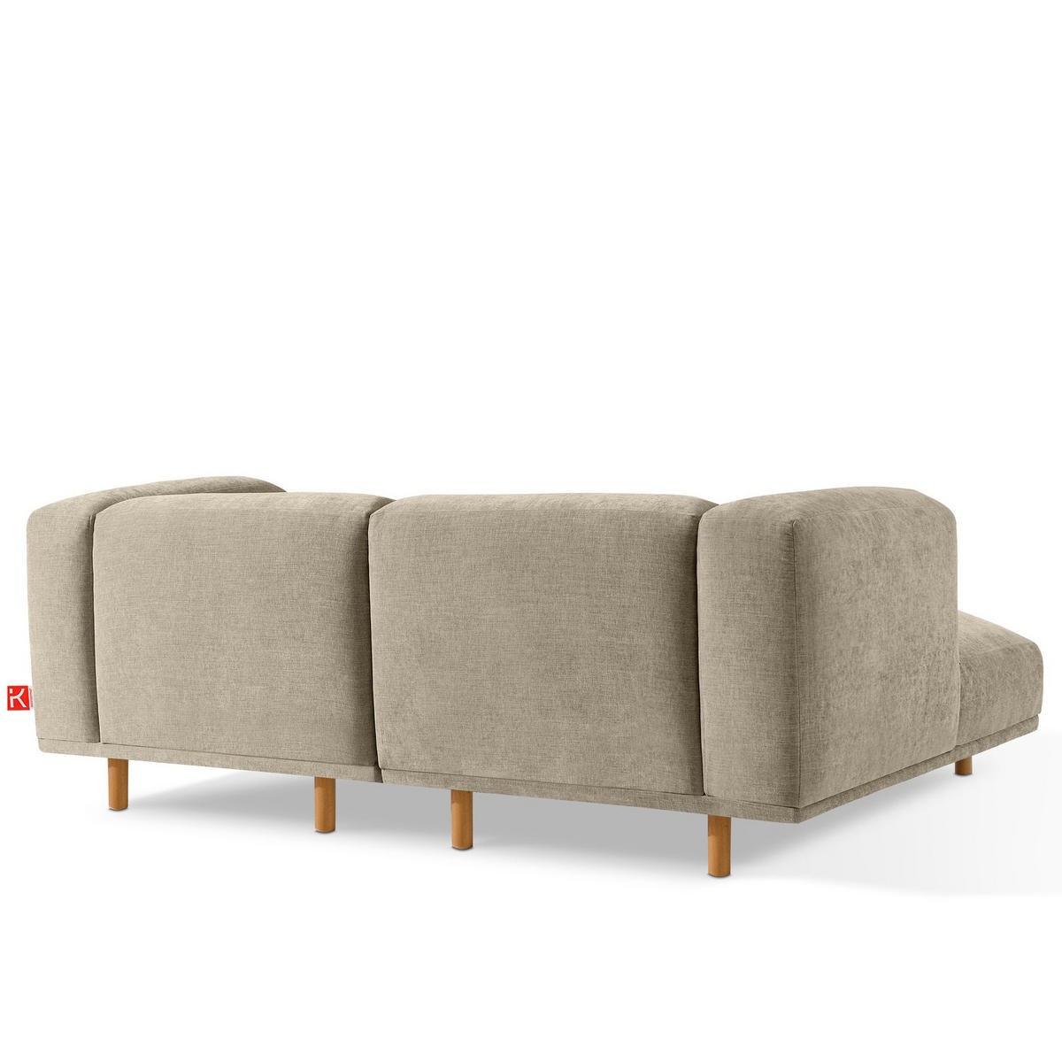 ECKSOFA-LINKS FOSERO, Chenille-Stoff - Beige/Buchefarben, Holz/Holzwerkstoff (204/155cm) - KONSIMO®