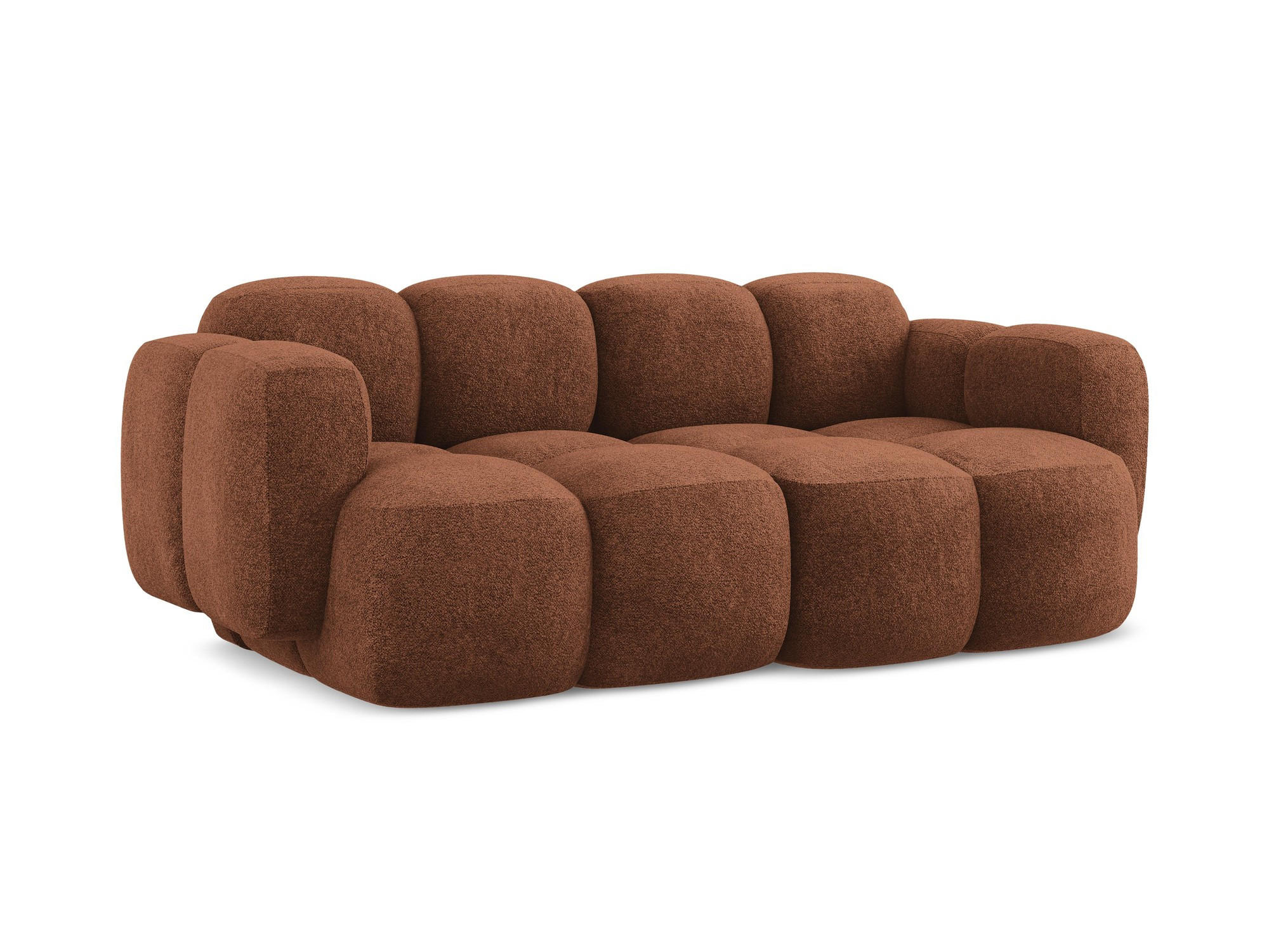 2-SITZER SOFA Chenille Stoff Orange - Terra cotta/Schwarz, Holzwerkstoff/Kunststoff (210/72/115cm) - Makamii