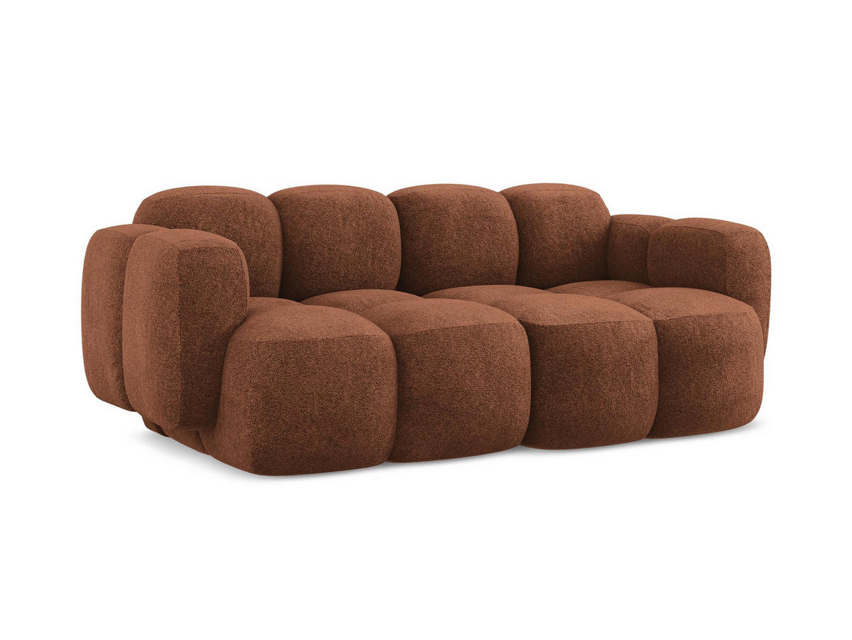 2-SITZER SOFA Chenille Stoff Orange - Terra cotta/Schwarz, Holzwerkstoff/Kunststoff (210/72/115cm) - Makamii