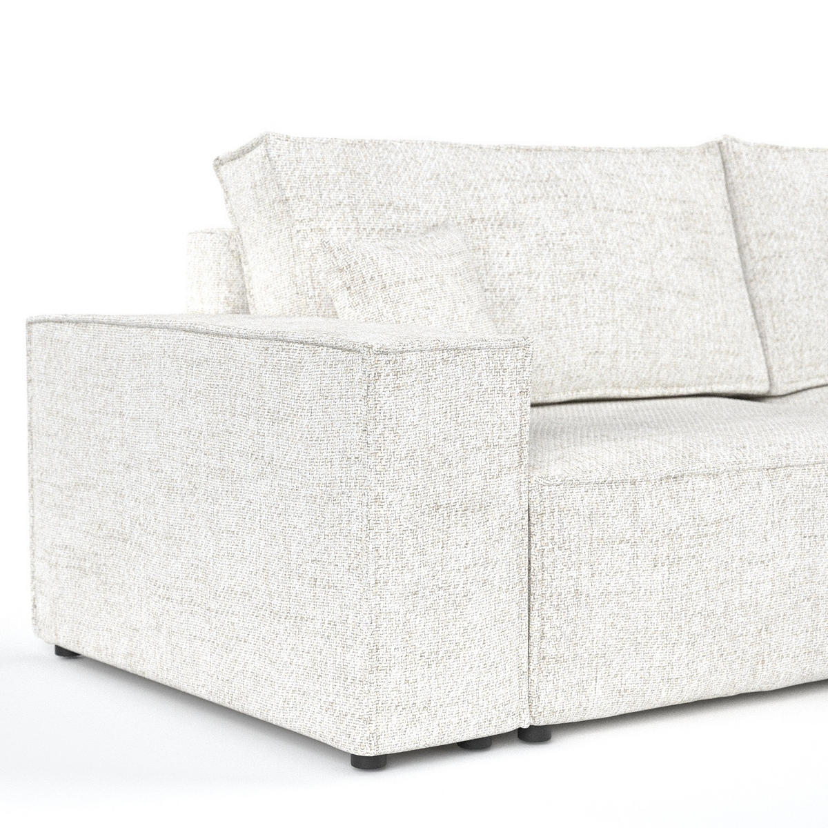 ECKSOFA AVION mit Schlaffunktion Creme im Neve Stoff - Creme/Schwarz, Holz/Holzwerkstoff (253/148cm) - AltaBeds