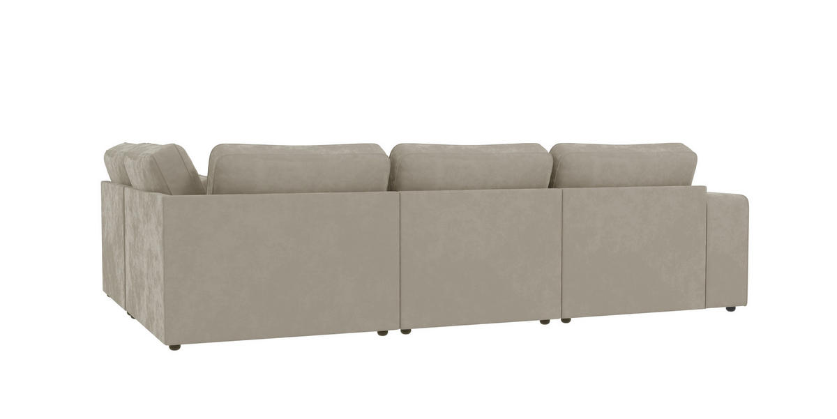 ECKSOFA modularer Leox Beige Samt-Stoff - Beige/Schwarz, Kunststoff/Textil (305/281cm) - S-Style Möbel