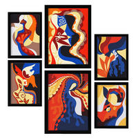 POSTER Set Mit 6 Verlockender Charme In Weibliche Zusammenfassung Ästhetische Dekorative Gemälde Für Ihr Wohnzimmer Zuhause A3 & A4 Schwarzer Rahmen - Schwarz, Papier (29/3cm) - Nacnic