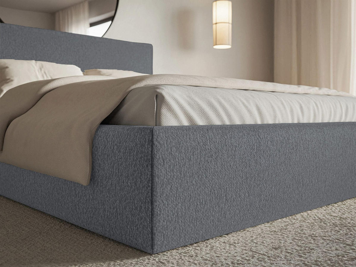POLSTERBETT Softie Slim Graphit Chenille 180x200 - Graphitfarben, Textil (180/200cm) - Selsey