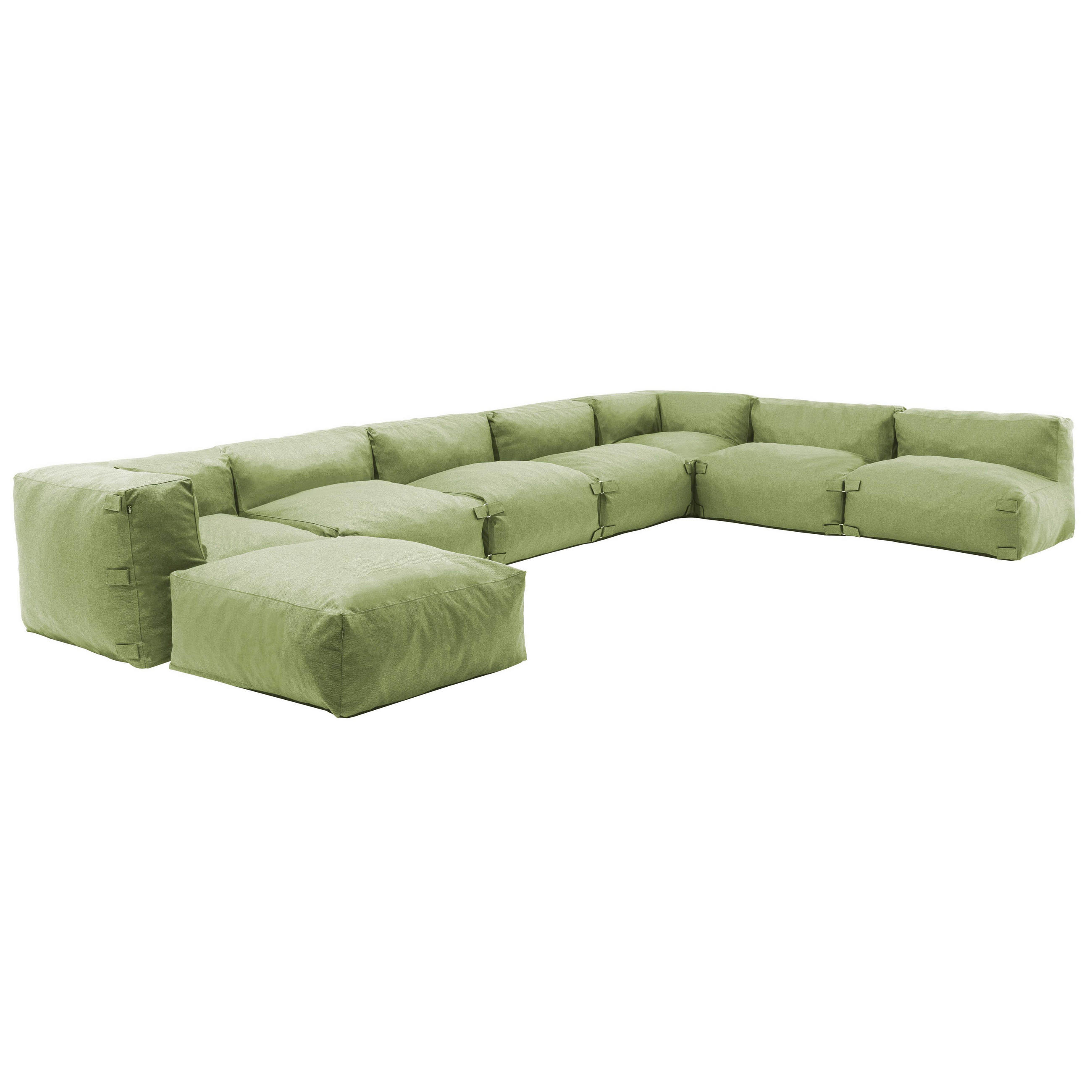 GARTENSOFA mit 8 Sitzplätzen, Kaktusgrünen - Grün, Textil (85/65/680cm) - Oviala