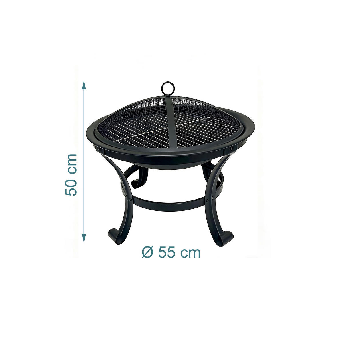 FEUERSCHALE - Schwarz, Metall (55/50/55cm) - Relaxdays