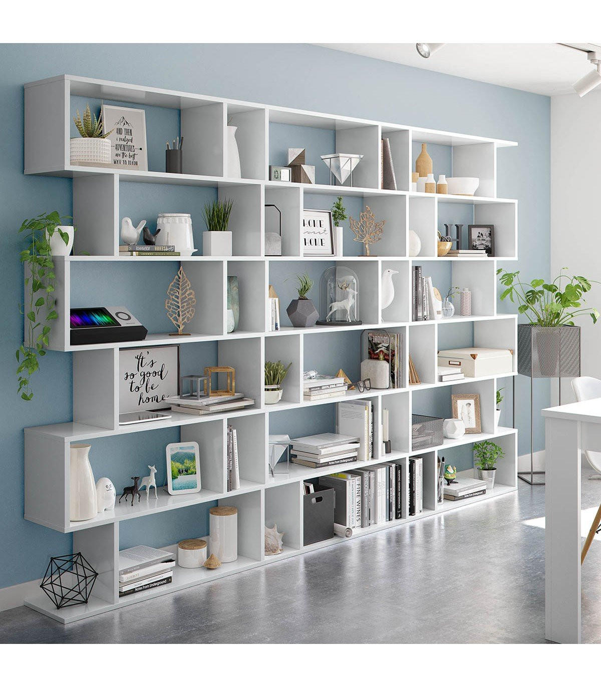 BÜCHERREGAL mit 6 Ebenen H192 cm - Athena - Weiß, Holzwerkstoff (24/192/80cm) - Calicosy
