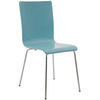 BESUCHERSTUHL Holz hellblau - Chromfarben/Hellblau, Holz/Metall (43/87/47cm) - CLP