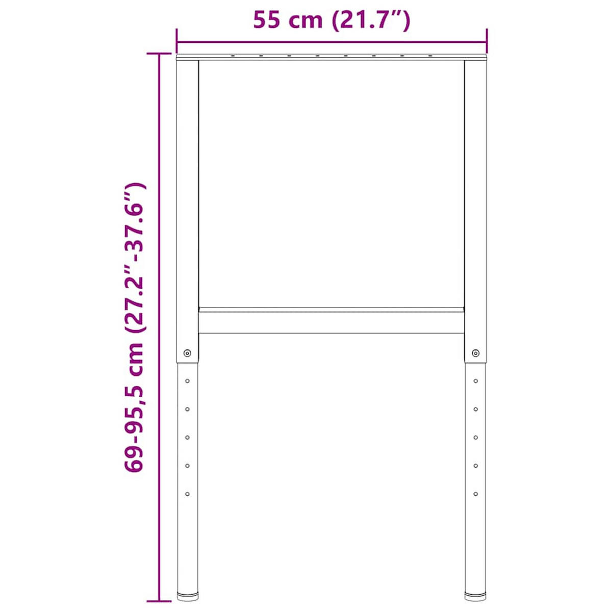 WERKBANKGESTELL Verstellbar 2 Stk. Metall 55/(69-95,5) Cm - Schwarz, Metall (55/95.5/4cm) - vidaXL