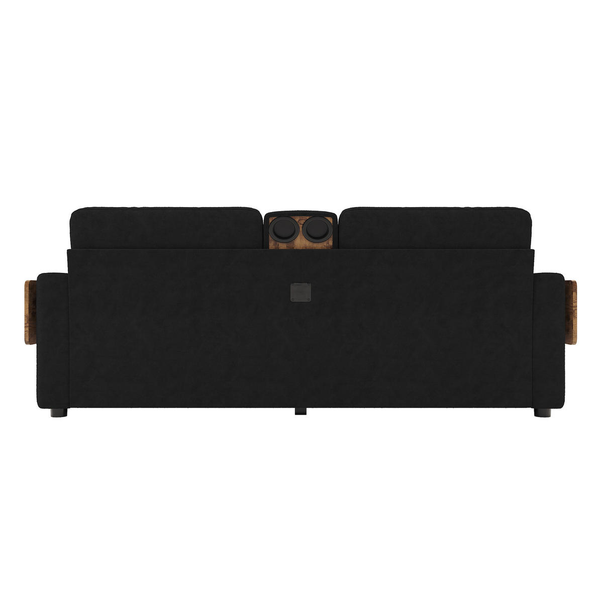 2-SITZER-SOFA mit Laptop-Tisch und Stauraum, DE-42611, Schwarz - Schwarz, Metall (178/57.5/71cm) - ComfortXL
