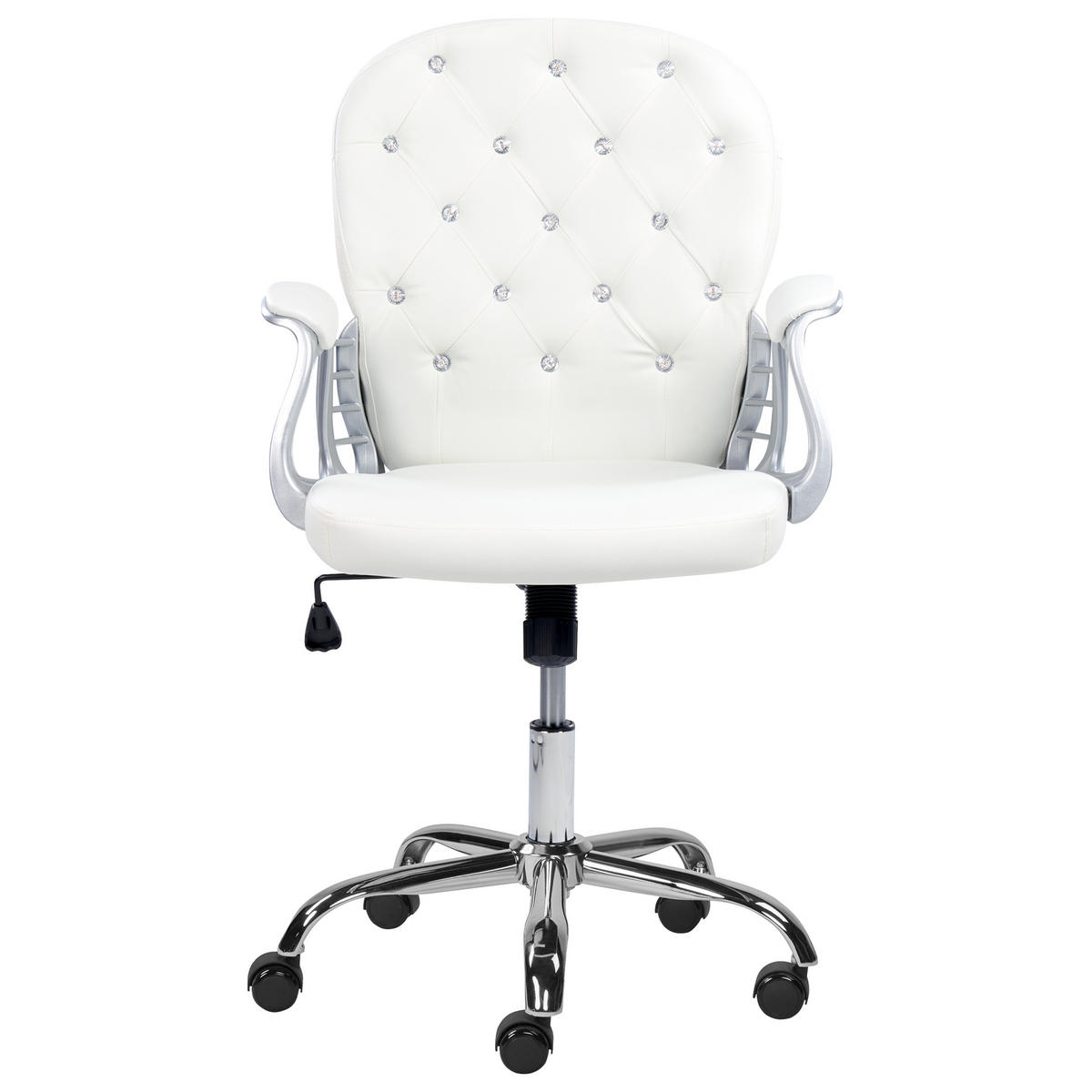 KONTORSSTOL konstläder vit Princess - Vit, Textil/Metall (60/98/60cm) - Beliani