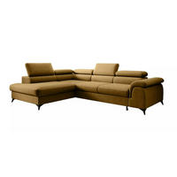 ECKSOFA PLAZA L Links mit Schlaffunktion 125x195 Velours Gold - Goldfarben/Schwarz, Holz/Kunststoff (205/275cm) - Muffo