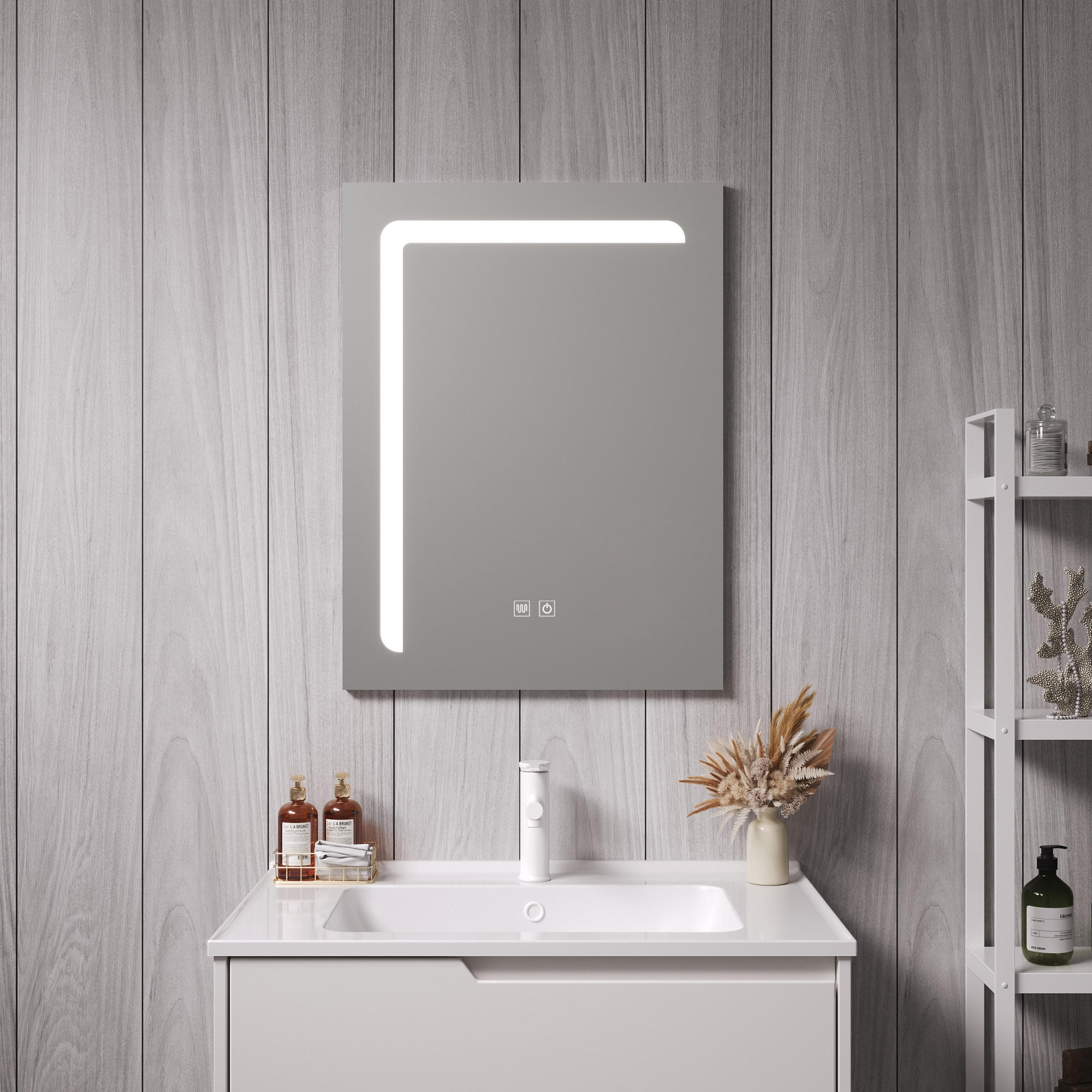 BADEZIMMERSPIEGEL Chambave - Silberfarben, Glas/Metall (45/60/3cm) - pro.tec