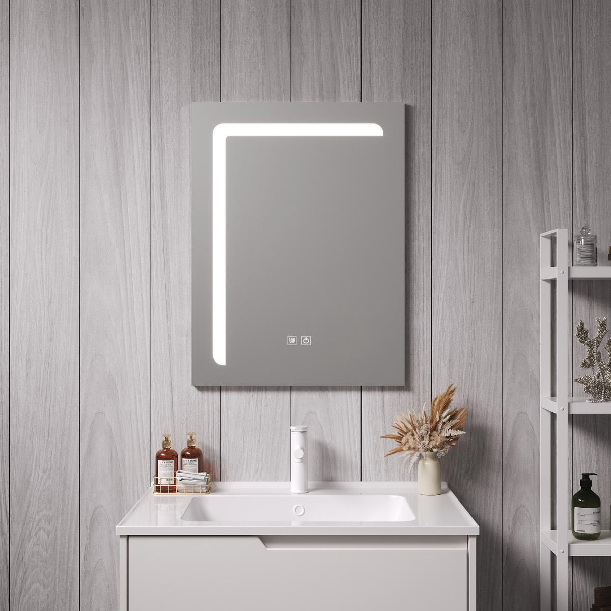 BADEZIMMERSPIEGEL Chambave - Silberfarben, Glas/Metall (45/60/3cm) - pro.tec