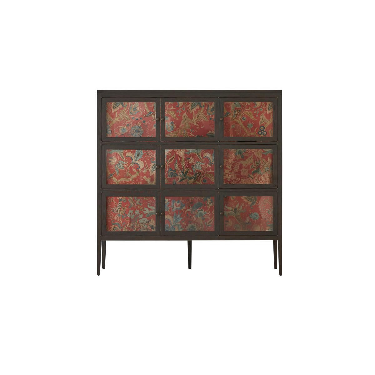VITRINENSCHRANK Tana Schwarz aus Ulme - Schwarz, Holz (160/160/40cm) - Tikamoon