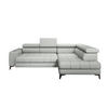 ECKSOFA BAGGIO Letto Stoff, Schlaffunktion, Bettkasten, Sitztiefe, Kopfstützen 280x196cm – Rechts – Esche - Silberfarben, Holz/Textil (280/196cm) - DomoHome