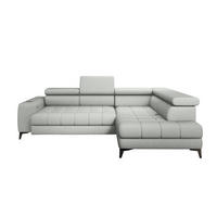 ECKSOFA BAGGIO Letto Stoff, Schlaffunktion, Bettkasten, Sitztiefe, Kopfstützen 280x196cm – Rechts – Esche - Silberfarben, Holz/Textil (280/196cm) - DomoHome