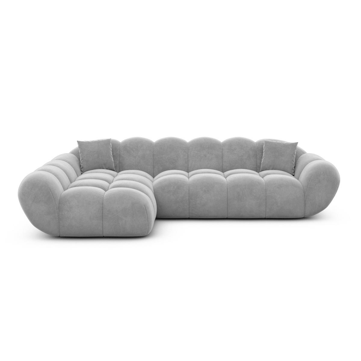 ECKSOFA Liva Hellgrau Samtstoff L-Form Links - Hellgrau, Textil (265/160cm) - VAROYAL