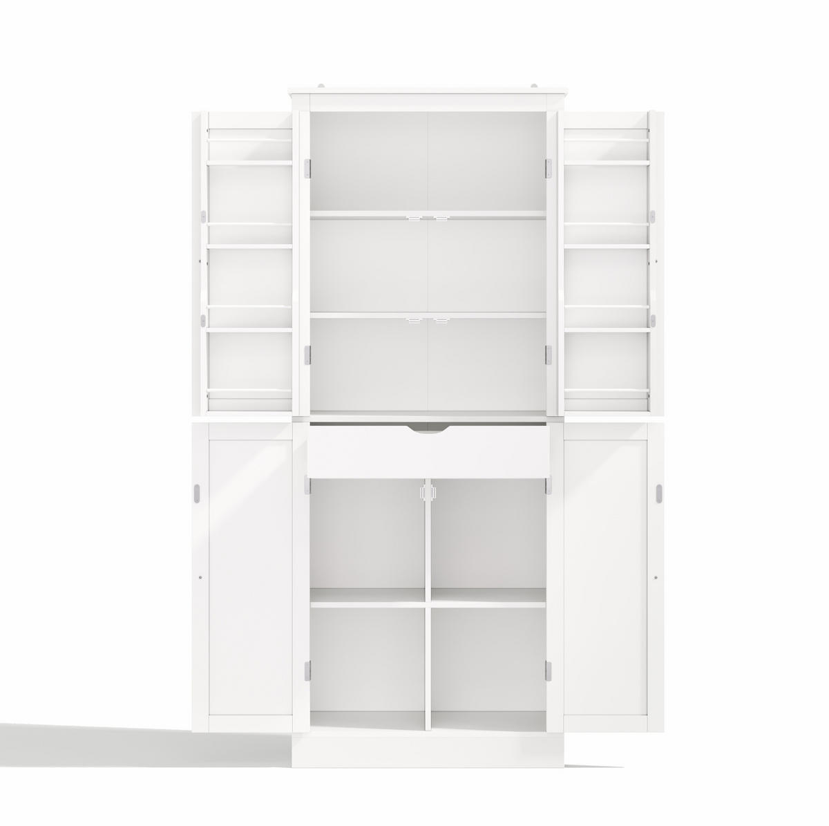BUFFET 75/40/182 cm weiß aus MDF mit viel Stauraum - Weiß, Holzwerkstoff (75/180/40cm) - OKWISH