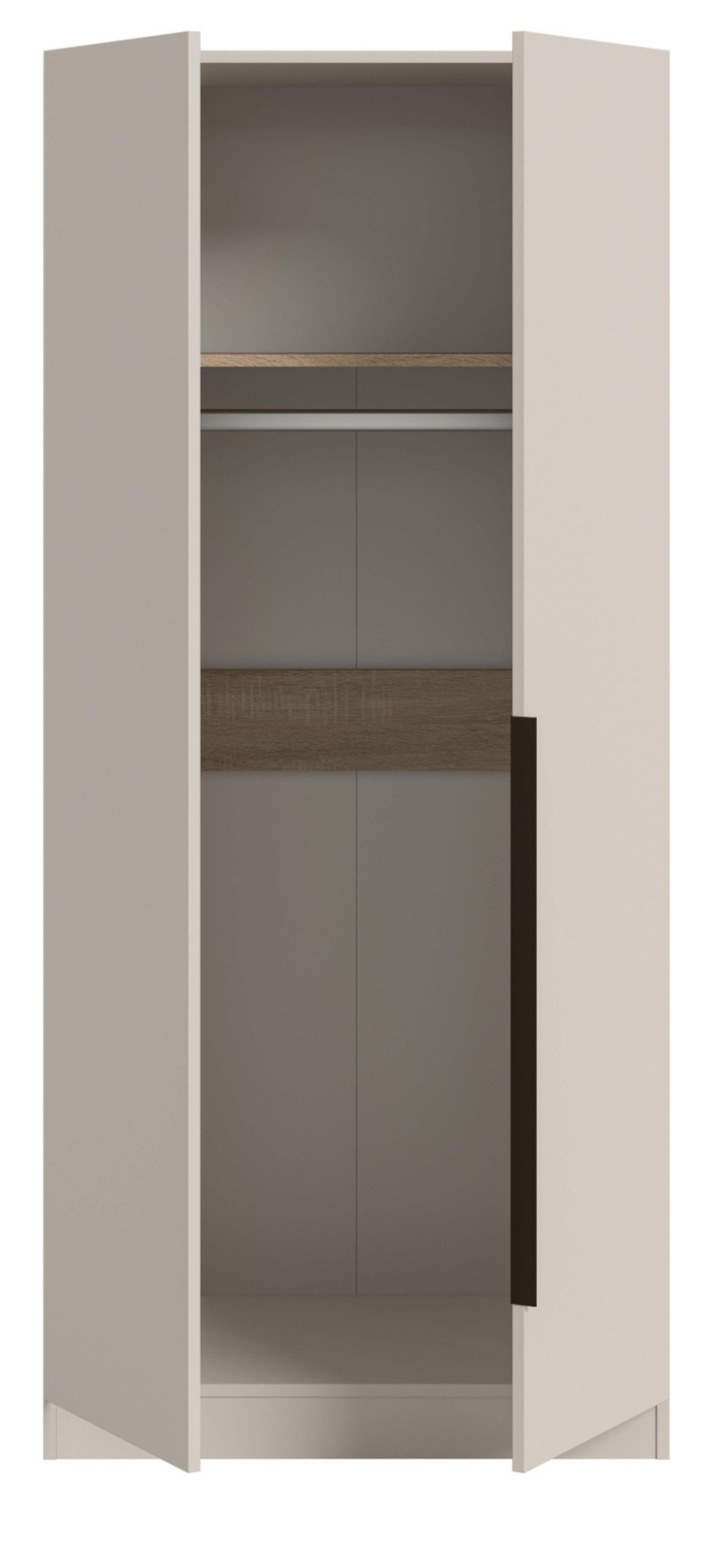 KLEIDERSCHRANK kaschmir 80 x 181 cm, Drehtürenschrank 2-türig - Kaschmir/Schwarz, Holzwerkstoff/Kunststoff (80/181/52cm) - Inn.Furn