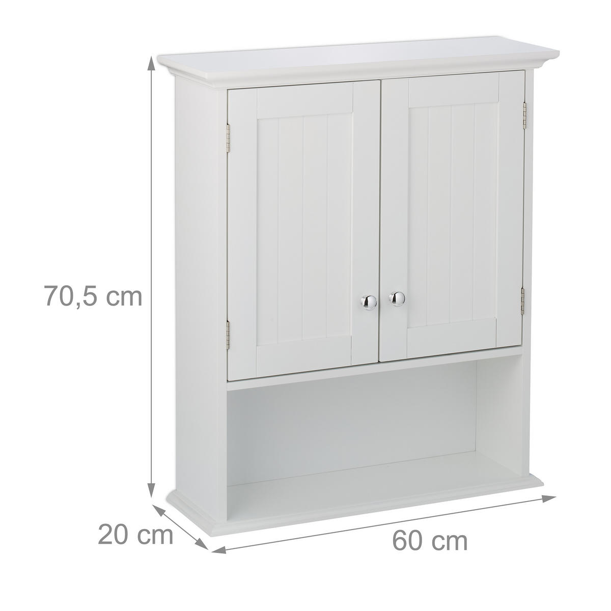 HÄNGESCHRANK - Silberfarben/Weiß, Holzwerkstoff/Kunststoff (60/70.5/20cm) - Relaxdays