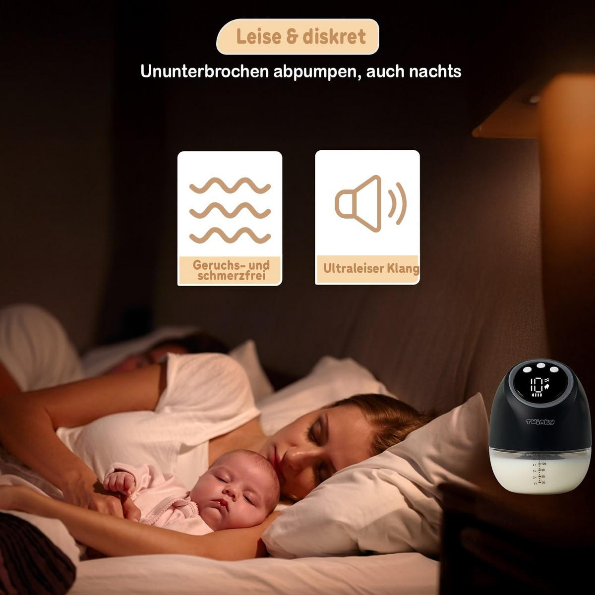 MILCHPUMPE Tragbar 4 Modi & 9 Saugstufen Schwarz - Schwarz, Kunststoff (18/16cm) - Twinky