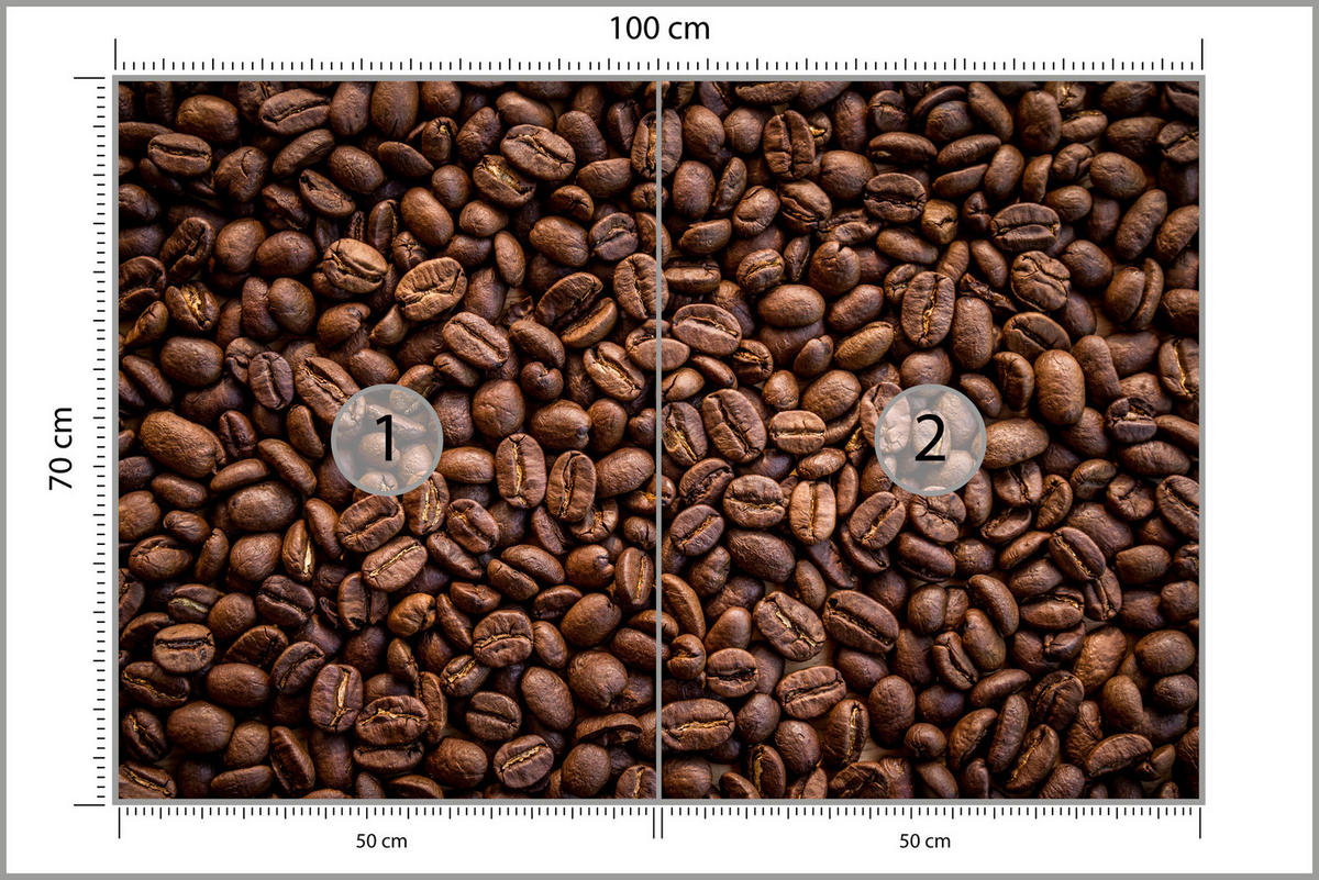 FOTOTAPETE für Esszimmer Kaffee Kaffeebohnen 3D 100x70 - Braun, Papier (100/70cm) - Muralo