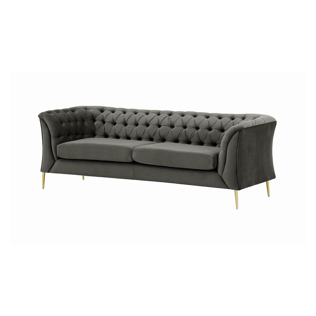 2,5-SITZER-SOFA Chesterfield Modern-Velluto 19 - Dunkelgrau, Holz/Textil (209/74/80cm)