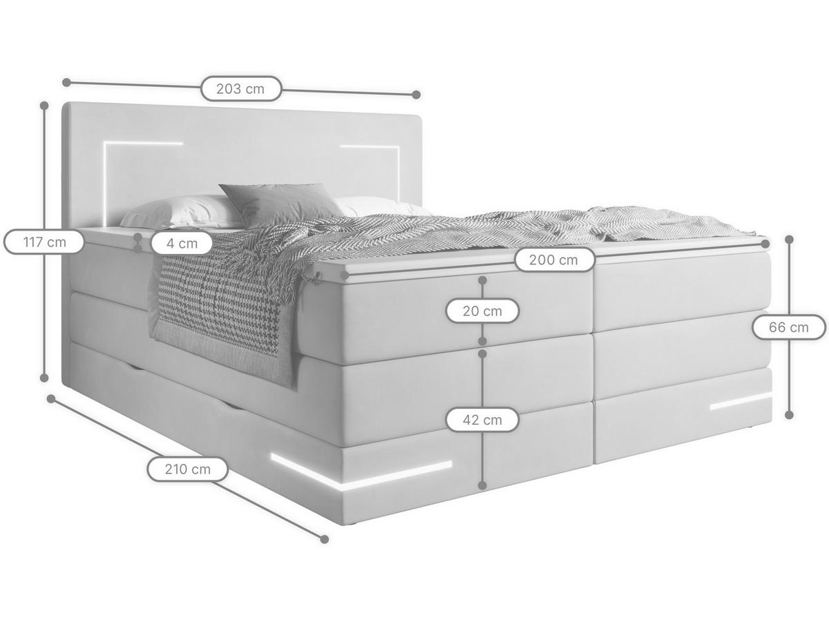 BOXSPRINGBETT Detroit schwarz 200/200 cm H3/H4 Samt - Schwarz, Textil (200/200cm) - wonello