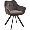 ARMLEHNENSTUHL Samt braun - Schwarz/Braun, Textil/Metall (64/82/62cm) - CLP
