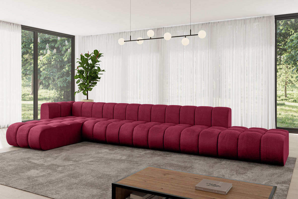 ECKSOFA modulares Sofa Zuvon-L3 - 478x177x70 cm Bordeauxrot - Bordeaux, Holzwerkstoff/Textil (478/177cm) - ALTDECOR