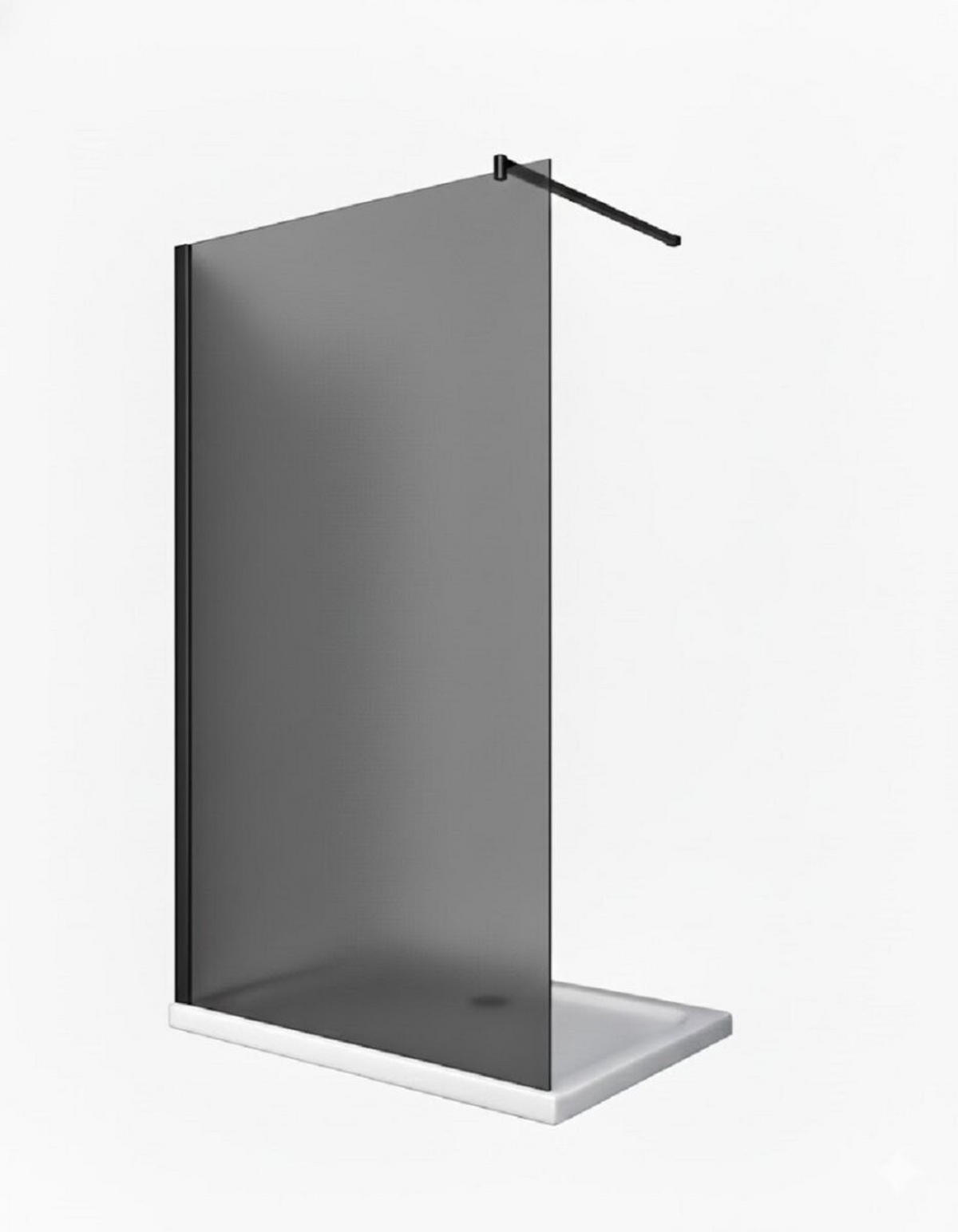WALK-IN-DUSCHWAND 120 × 200 cm – Graues ESG-Sicherheitsglas – Schwarz - Schwarz, Glas (8/120/200cm) -  Glaswerk Westfalen