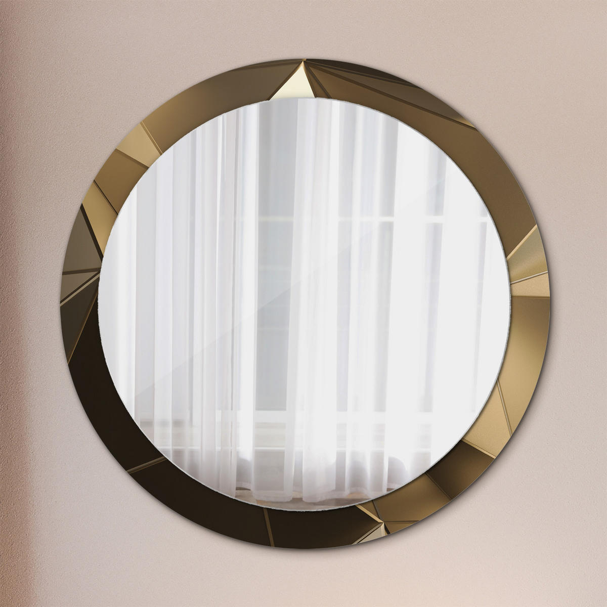 SPIEGEL Ø90 cm Rund mit Aufdruck - Beige, Glas (90/90/0.4cm) - TULUP