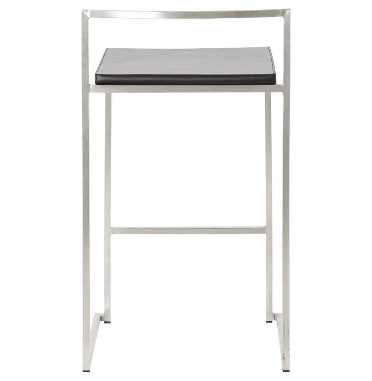 BARHOCKER Kunstleder Stahlrahmen Sitzhöhe 65cm Industrial LEXARIX MINI, Schwarz 44x41x76,5 cm - Silberfarben/Schwarz, Kunststoff/Textil (43/77/41cm) - KADIMA DESIGN