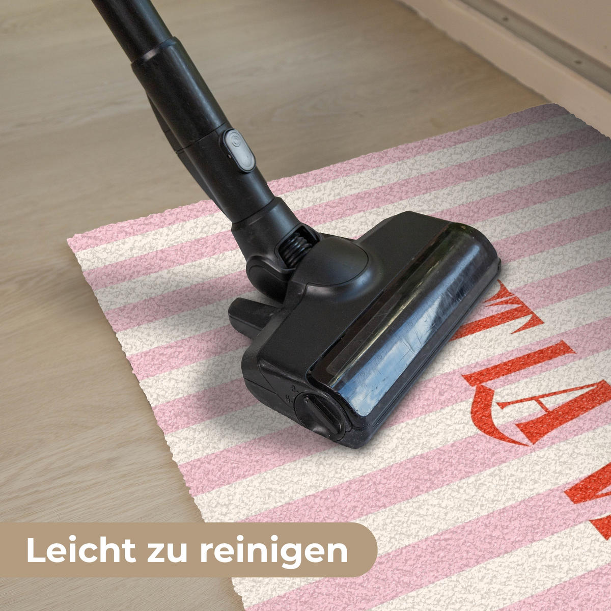 FUSSMATTE Zartrosa – Rot – Streifen – C'est La Vie 60x40 cm - Rosa, Kunststoff (60/0.4cm) - MuchoWow