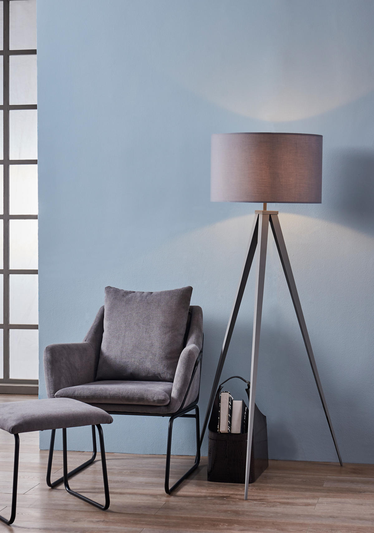 STEHLEUCHTE Grau - Grau, Metall (157/55/157cm) - Teamson Home