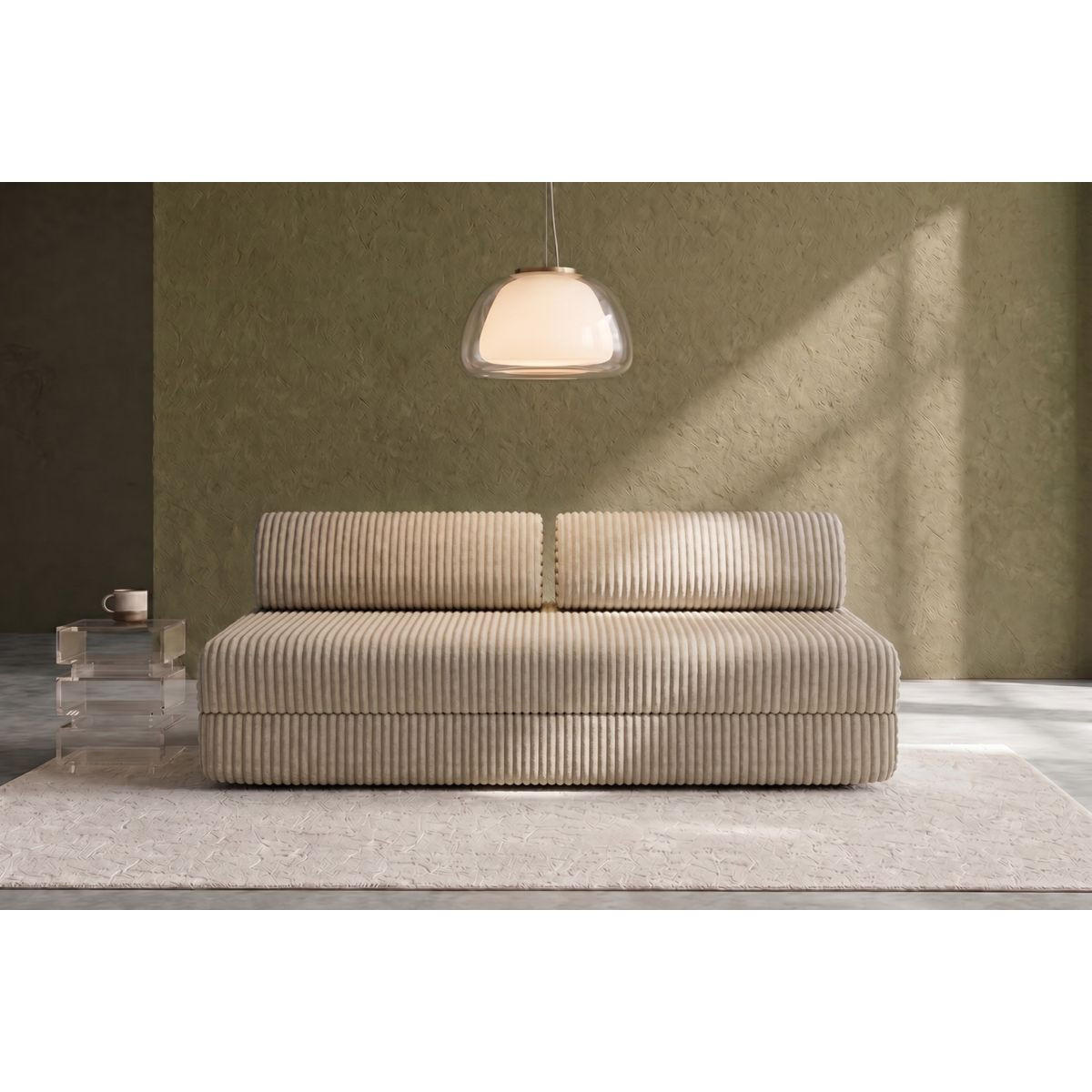 2-3-SITZER-SCHLAFSOFA aus beigefarbenem Cord XL - Beige, Textil (95/70.5/190cm) - Kimo