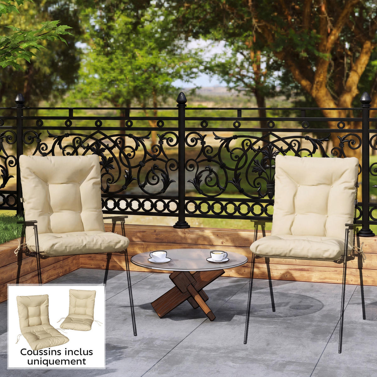 SITZKISSEN 2er-Set DE-16737 Beige - Beige, Textil (120/50/8cm) - ComfortXL