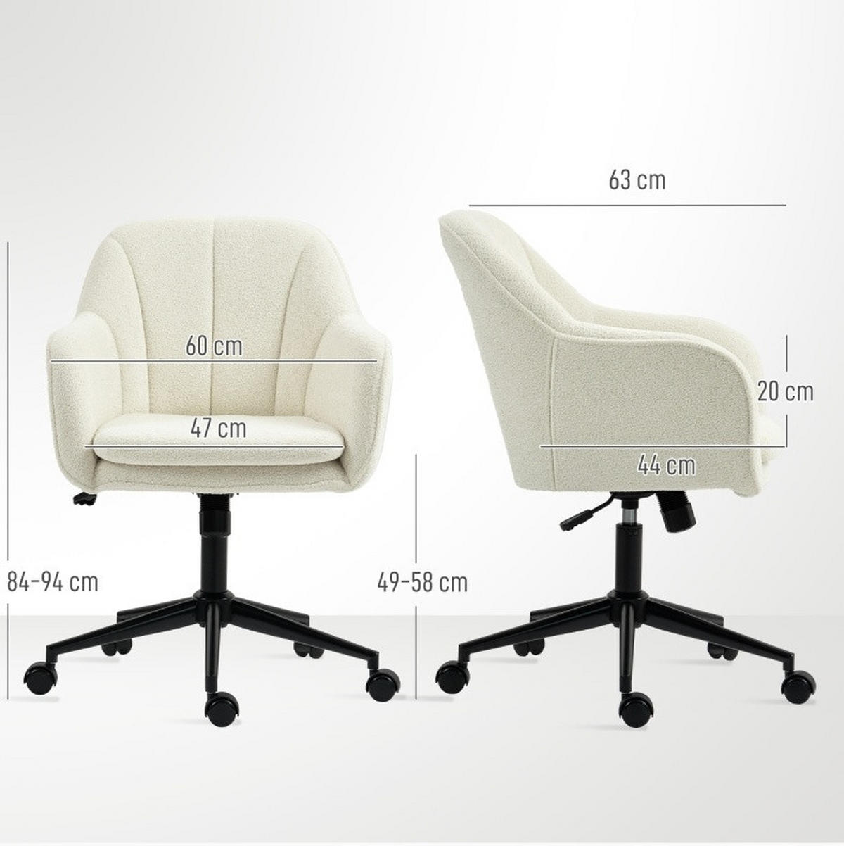 DREHSTUHL 60/63/84-94 cm Beige aus Polyester höhenverstellbar - Beige, Kunststoff (60/94/63cm) - OKWISH