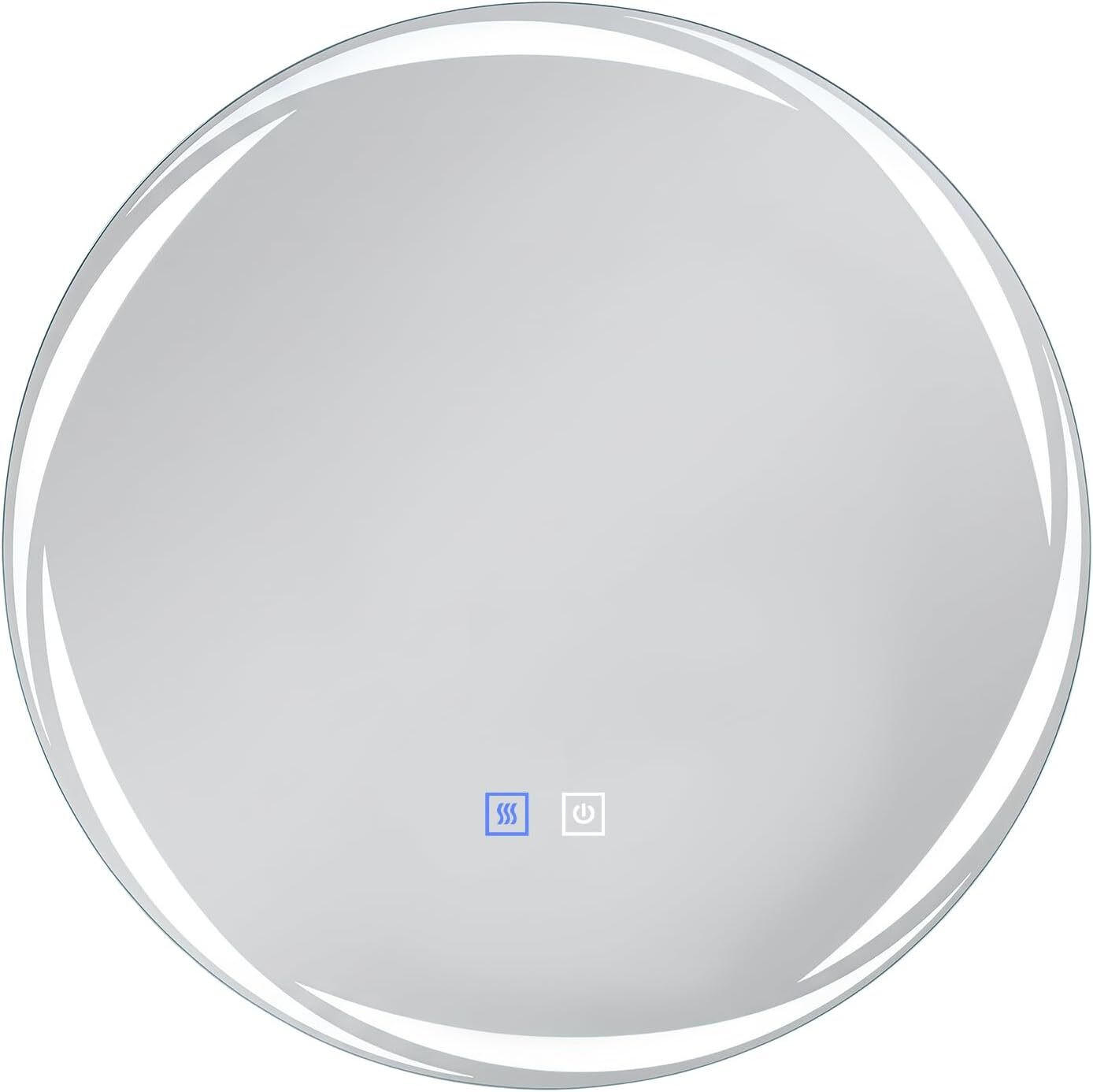 BADEZIMMERSPIEGEL mit Beleuchtung silber - Silberfarben, Glas (50/50/4cm) - COSTWAY
