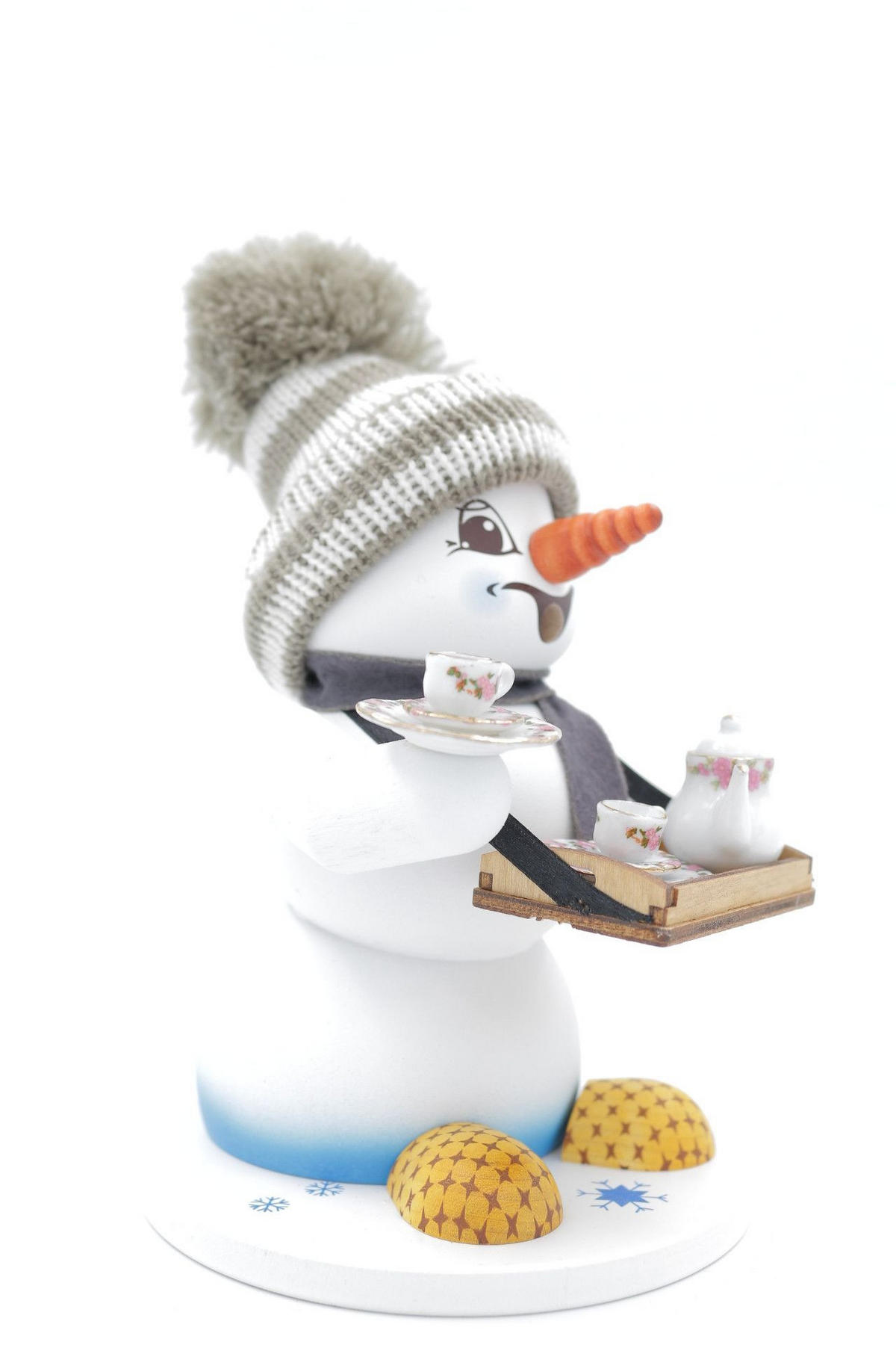 RAUCHFIGUR Schneemann Weiß Bauchladen 19 cm - Multicolor, Holz (15/19/0.1cm)