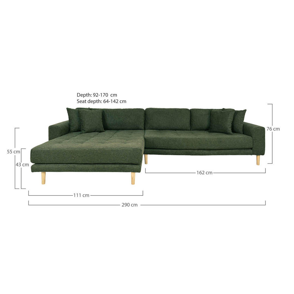 ECKSOFA grün - Grün, Textil (290/170cm) - ebuy24
