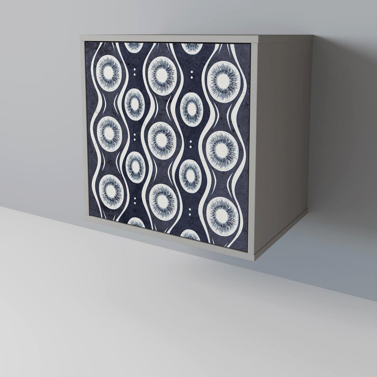 SIDEBOARD GRAPHITE EYES, Grau, 57,5x42x67,5 cm, Schwarze Metall-Rahmenfüße - Multicolor/Schwarz, Holzwerkstoff/Metall (57.5/67.5/42cm) - SpaceRebels