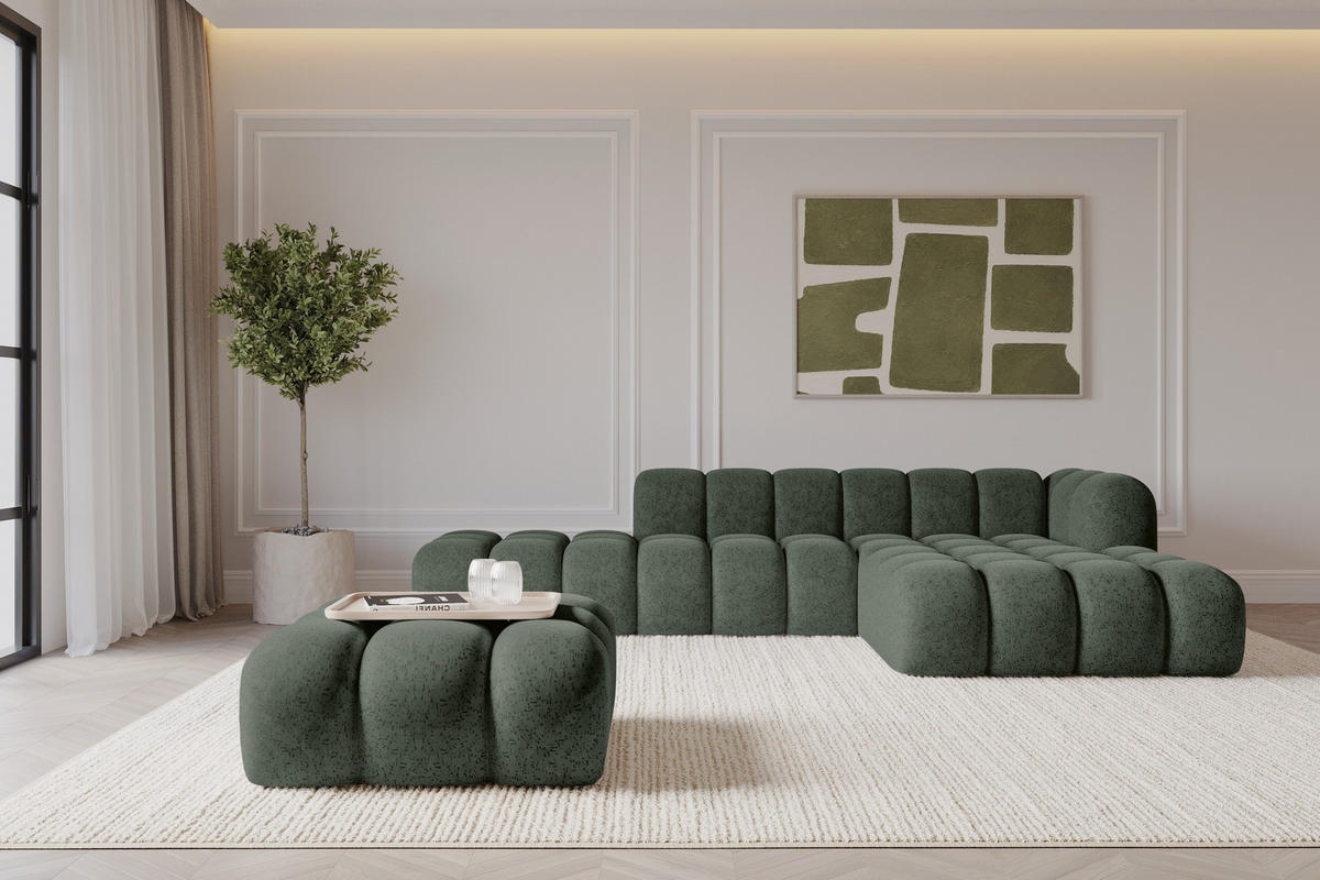 TABURET OLEA-PUF 91x87x44 cm Zelená Žinylka - černá/zelená barva, kompozitní dřevo/textil (91/44/87cm) - ALTDECOR