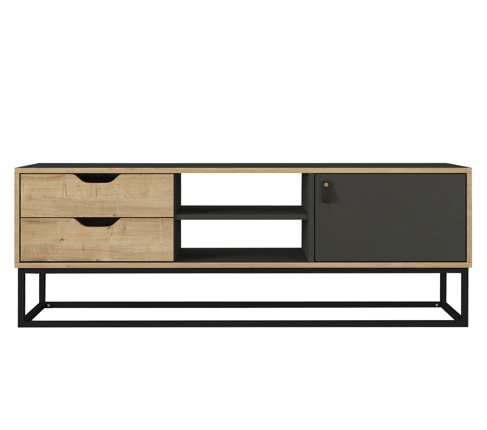 TV-LOWBOARD Dolores mit Metallfüße Anthrazit Safir - Anthrazit/Beige, Holzwerkstoff/Textil (150/53/35cm) - moebel17