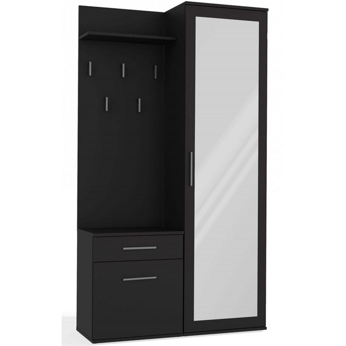 FLURMÖBEL-SET Duvio Schwarz - Silberfarben/Schwarz, Holzwerkstoff/Kunststoff (100/35/180cm) - Selsey
