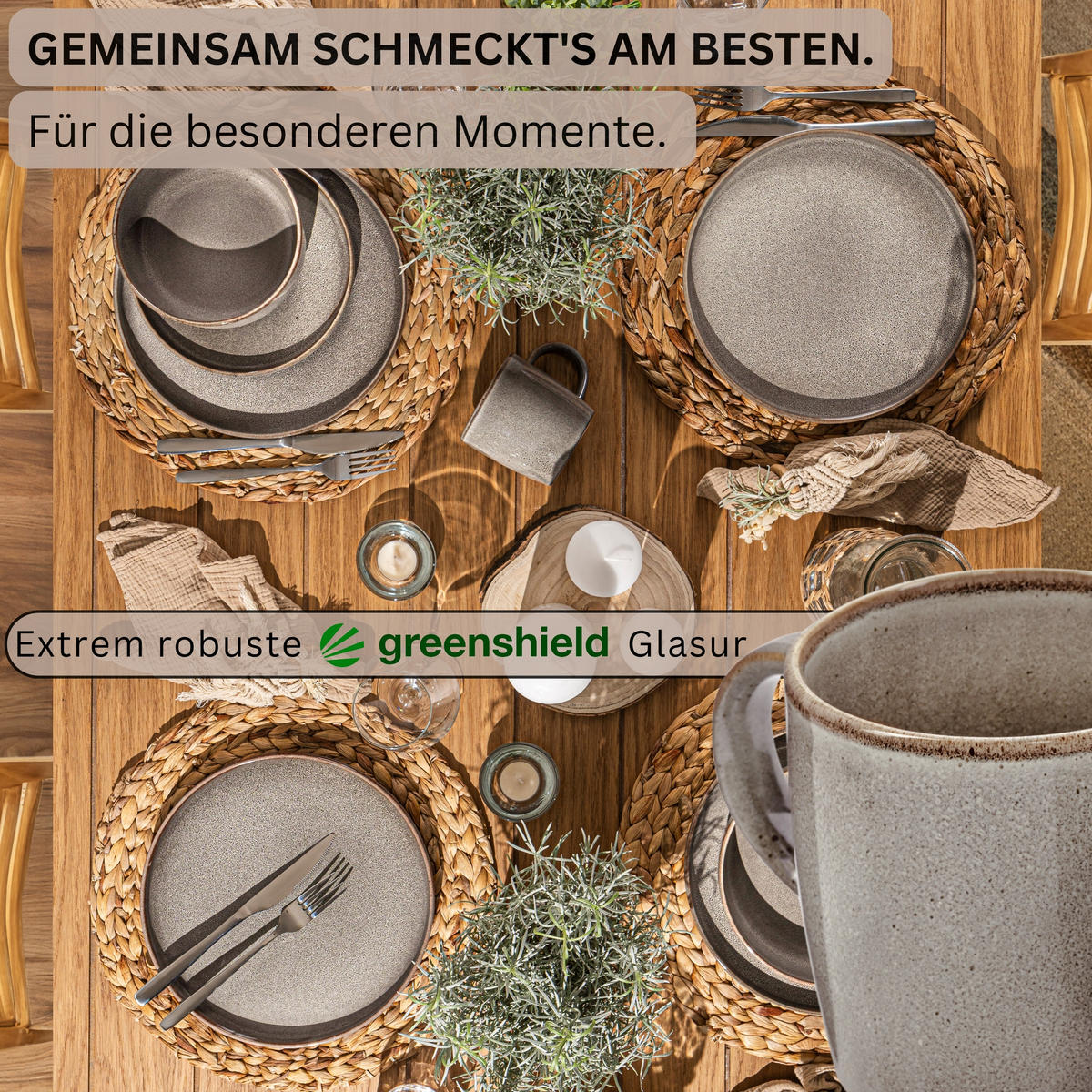 KAFFEEBECHER SET KAIRO GRAPHIT - 6 teilig aus Steingut - Braun, Keramik (0.4L) - Sänger