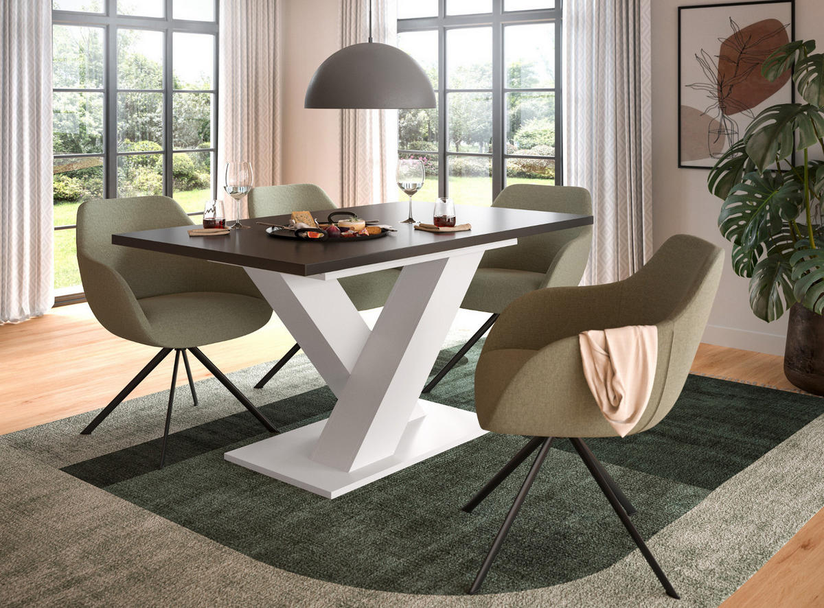 ESSTISCH weiß und grau, Küchentisch ausziehbar 150 - 190 cm - Weiß/Grau, Holzwerkstoff/Metall (150/90/76cm) - Inn.Furn